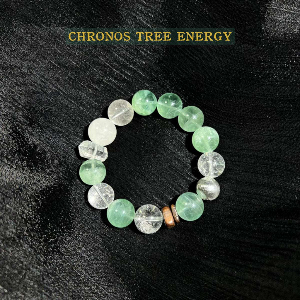 Green Fluorite｜White-Phantom｜Rock Crystal｜Jewelry Bracelet - Chronos Tree Energy