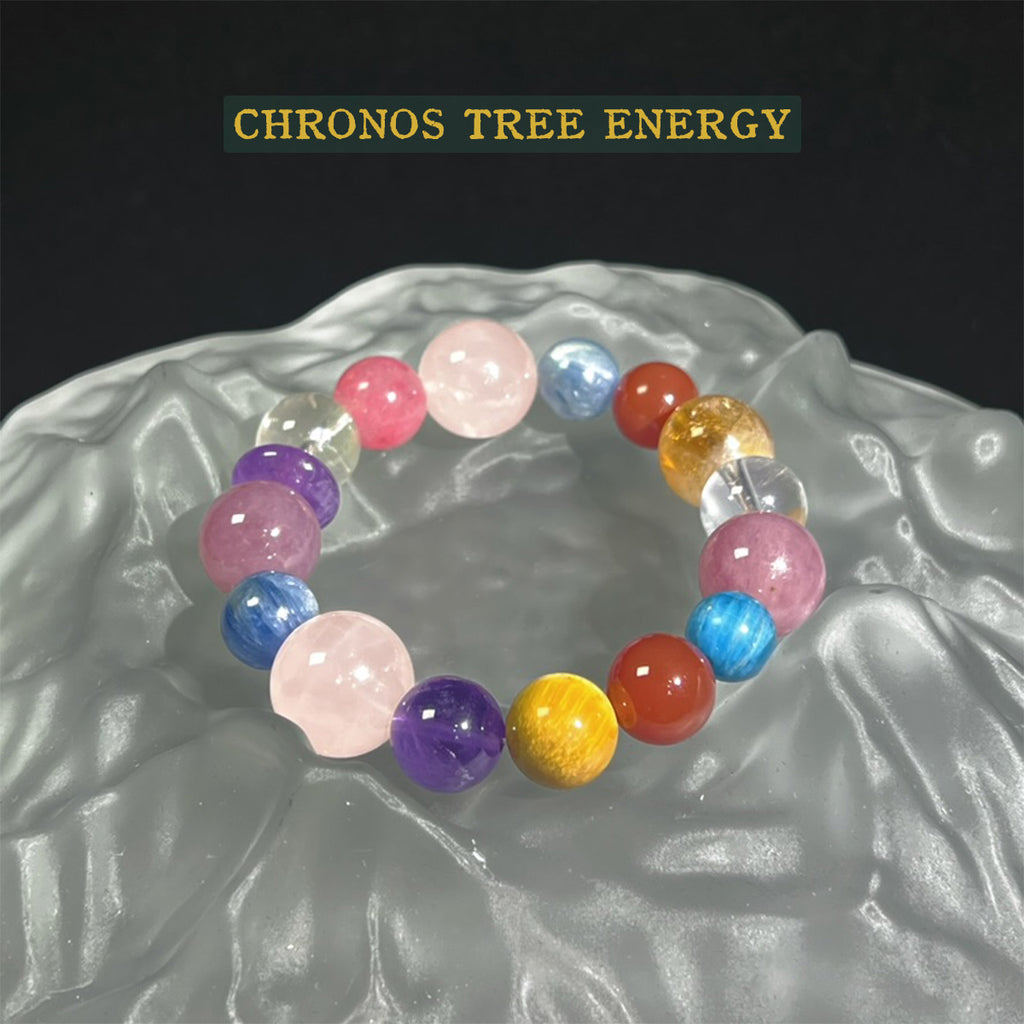 Kyanite｜Rose Quartz｜Amethyst｜Red Agate｜Golden Healer｜Tigerite｜Rhodonite｜Rock Crystal｜Jewelry Bracelet - Chronos Tree Energy