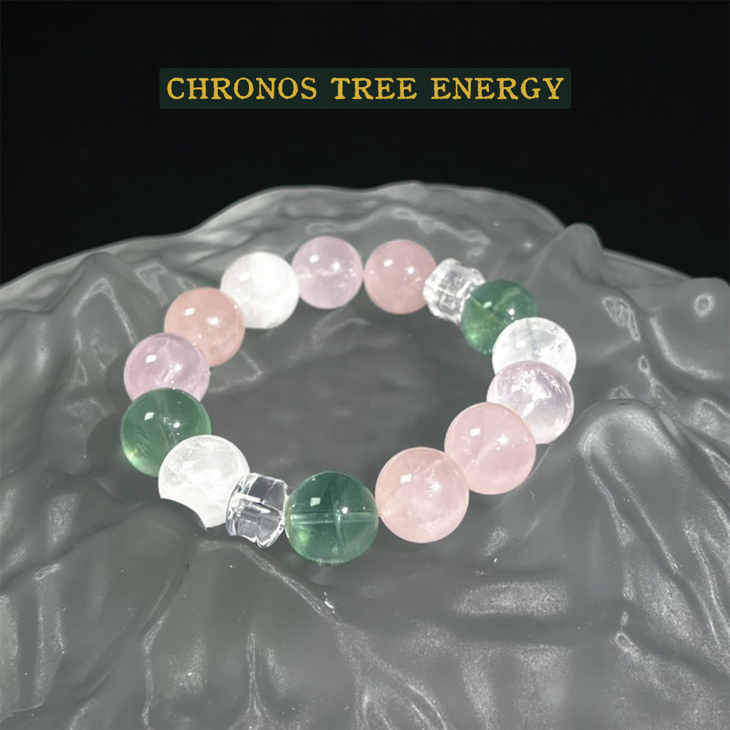 Green Fluorite｜Rose Quartz｜Rock Crystal｜Jewelry Bracelet - Chronos Tree Energy