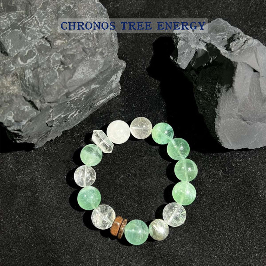 Green Fluorite｜White-Phantom｜Rock Crystal｜Jewelry Bracelet - Chronos Tree Energy