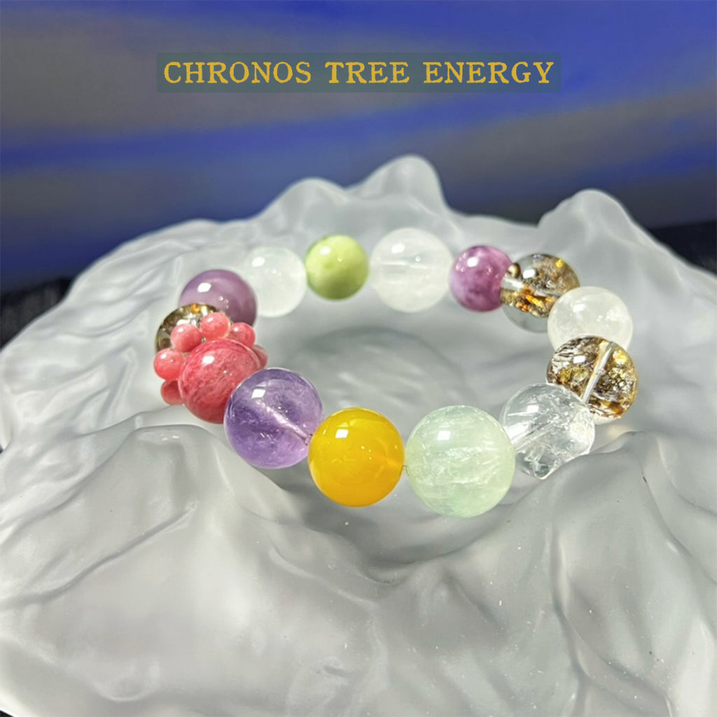 Amethyst｜Rock Crystal｜Super Seven‌｜Rhodonite｜Serpentine Jade｜Phantom Quartz｜Carnelian｜Jewelry Bracelet - Chronos Tree Energy