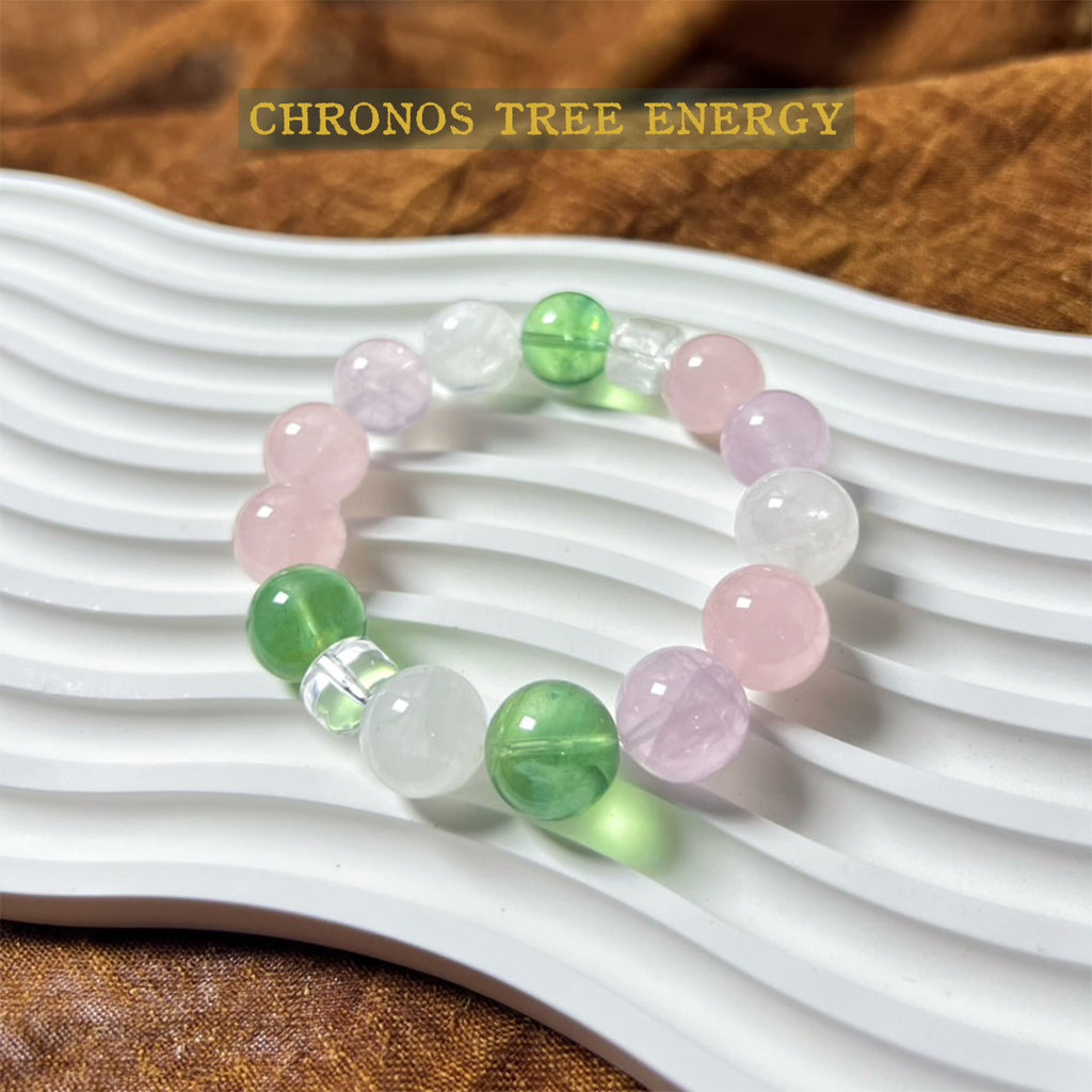 Green Fluorite｜Rose Quartz｜Rock Crystal｜Jewelry Bracelet - Chronos Tree Energy